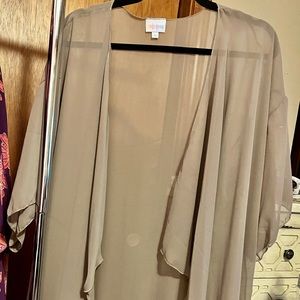 LuLaRoe Monroe - perfect condition - size large - sheer tan with black fringe